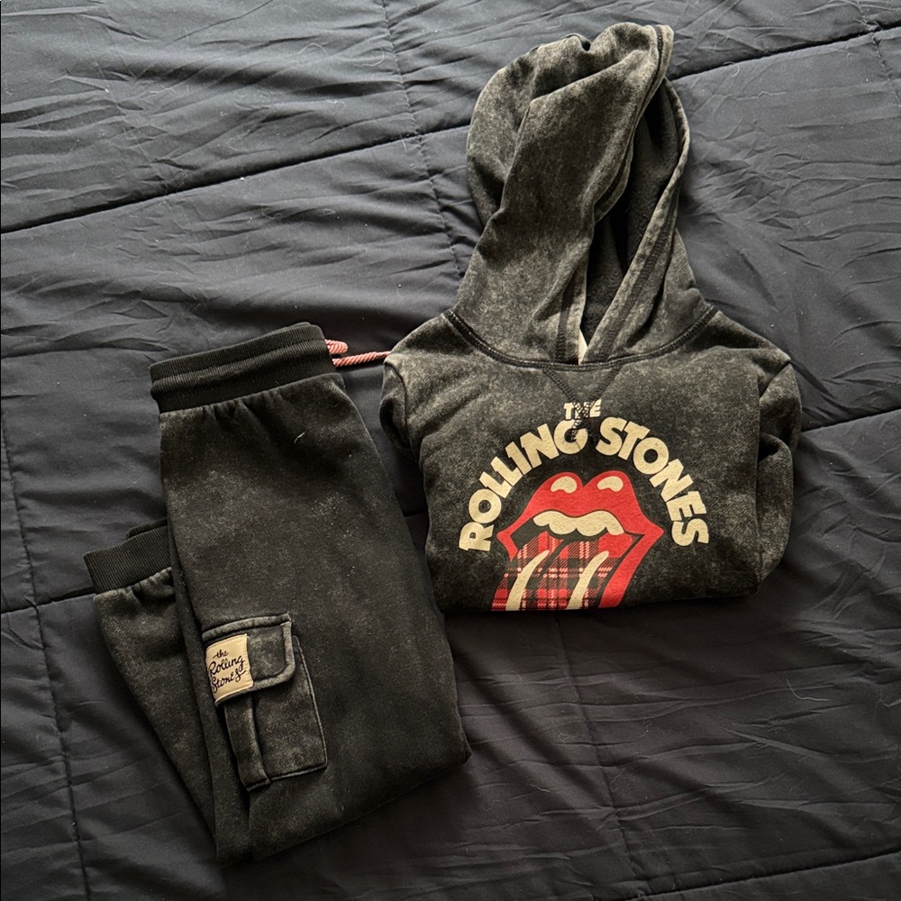The Rolling Stones Kids Charcoal and Red Jogger Set